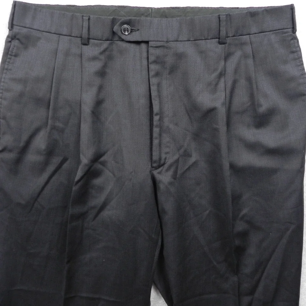 Jos. A. Bank Dress Pants Mens 38 Windsor Traveler Charcoal Wool Pleated Cuffed